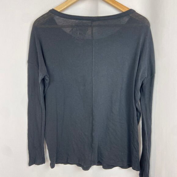 Chaser Celebrate Graphic Print T-Shirt Size S Black Drop Shoulder Long Sleeve - Picture 2 of 8